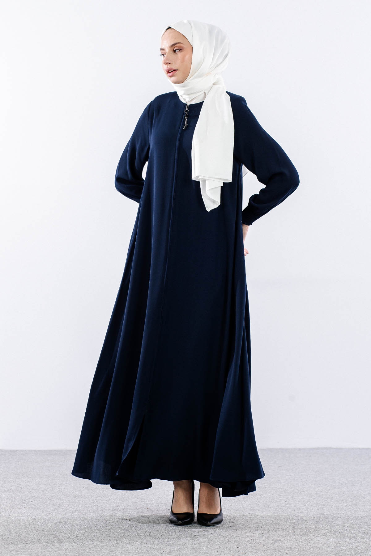 1001 Ferace 38-48 Mevlana Model Yaz - Lacivert - 1