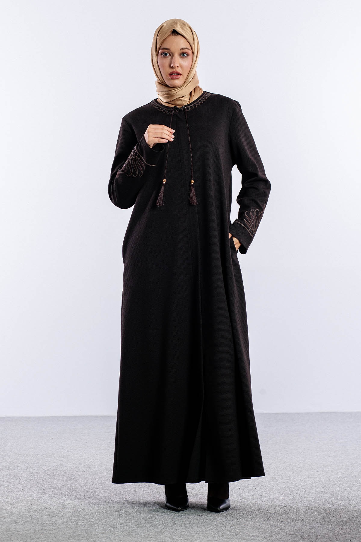 1075 Ferace 46-56 Sakine Luna Kis - Kahve - 1