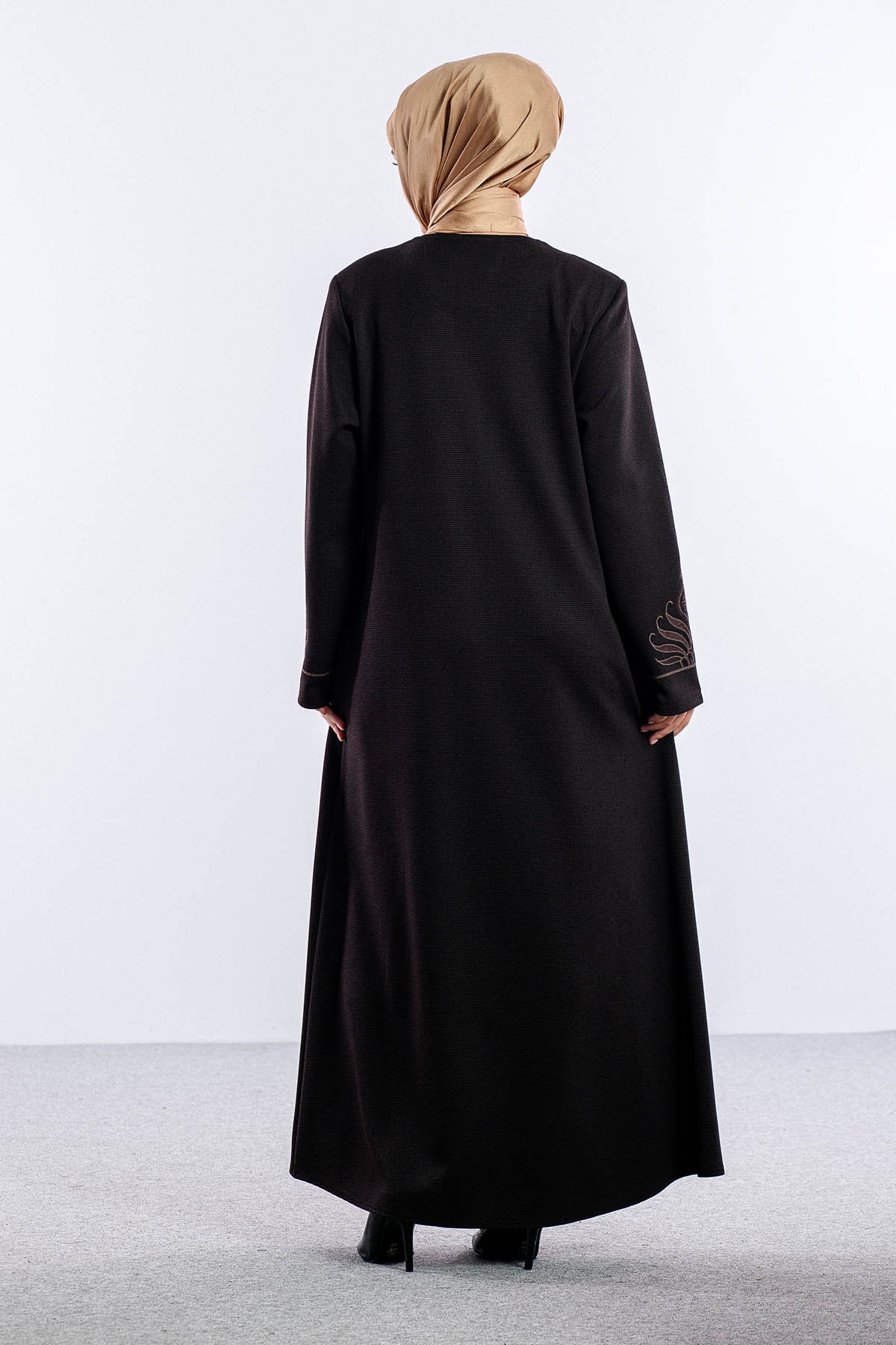 1075 Ferace 46-56 Sakine Luna Kis - Kahve - 5