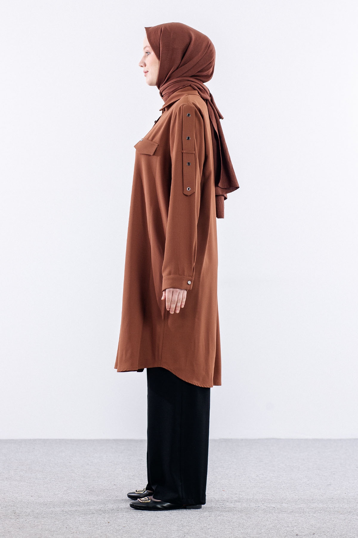 1090 Tunik 44-54 Omuz Kusgozu - Kahve - 4