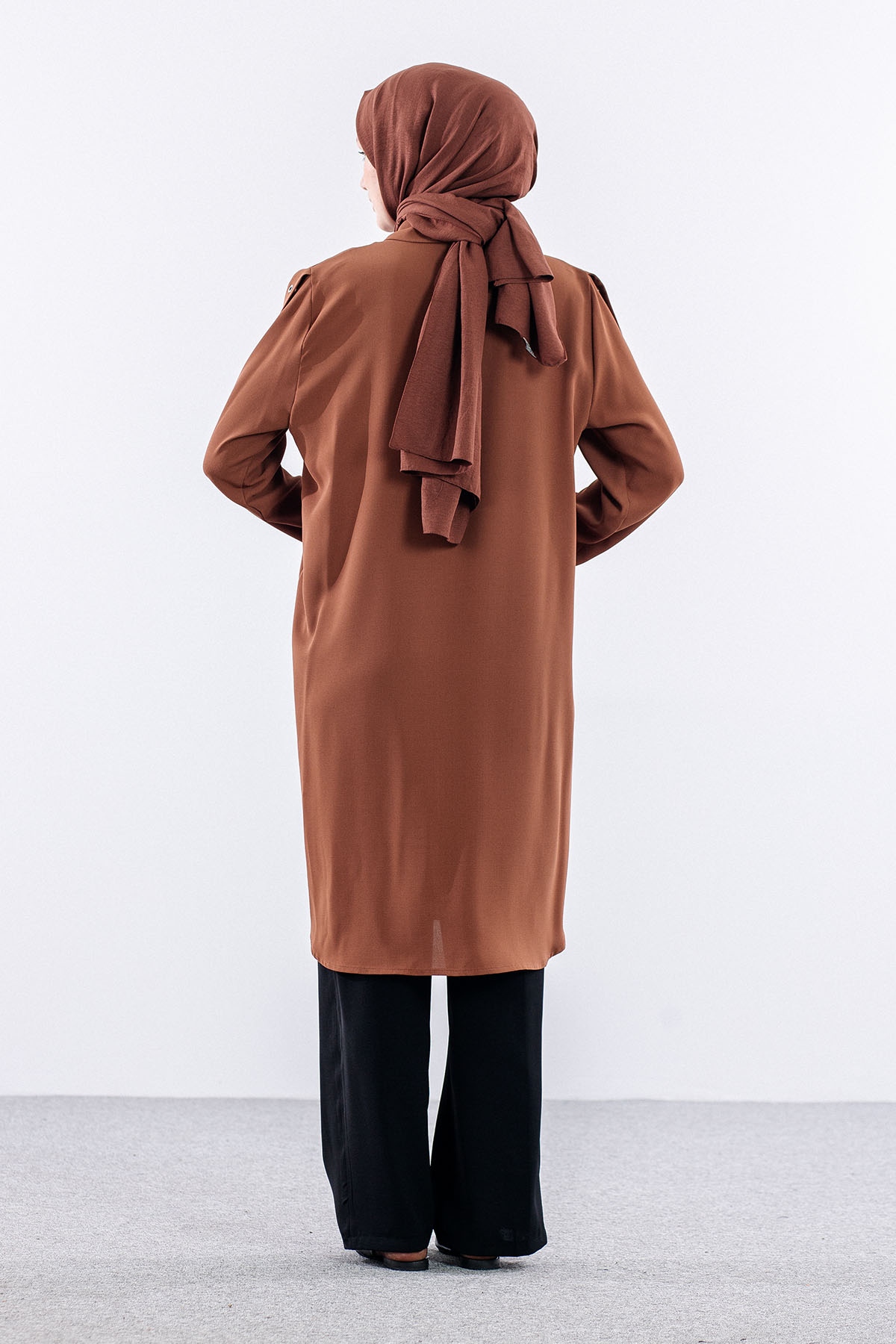 1090 Tunik 44-54 Omuz Kusgozu - Kahve - 5