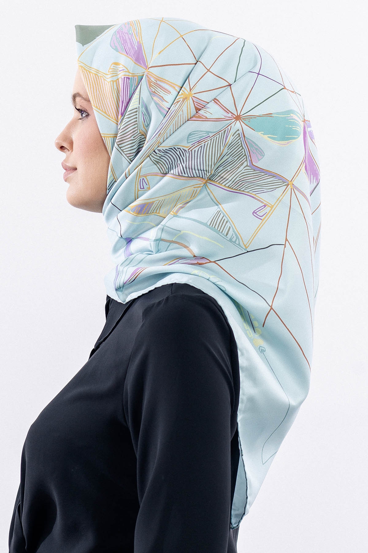 12507 Polyester Eşarp Tvıl Dokuma 90*90 - Mint - 2