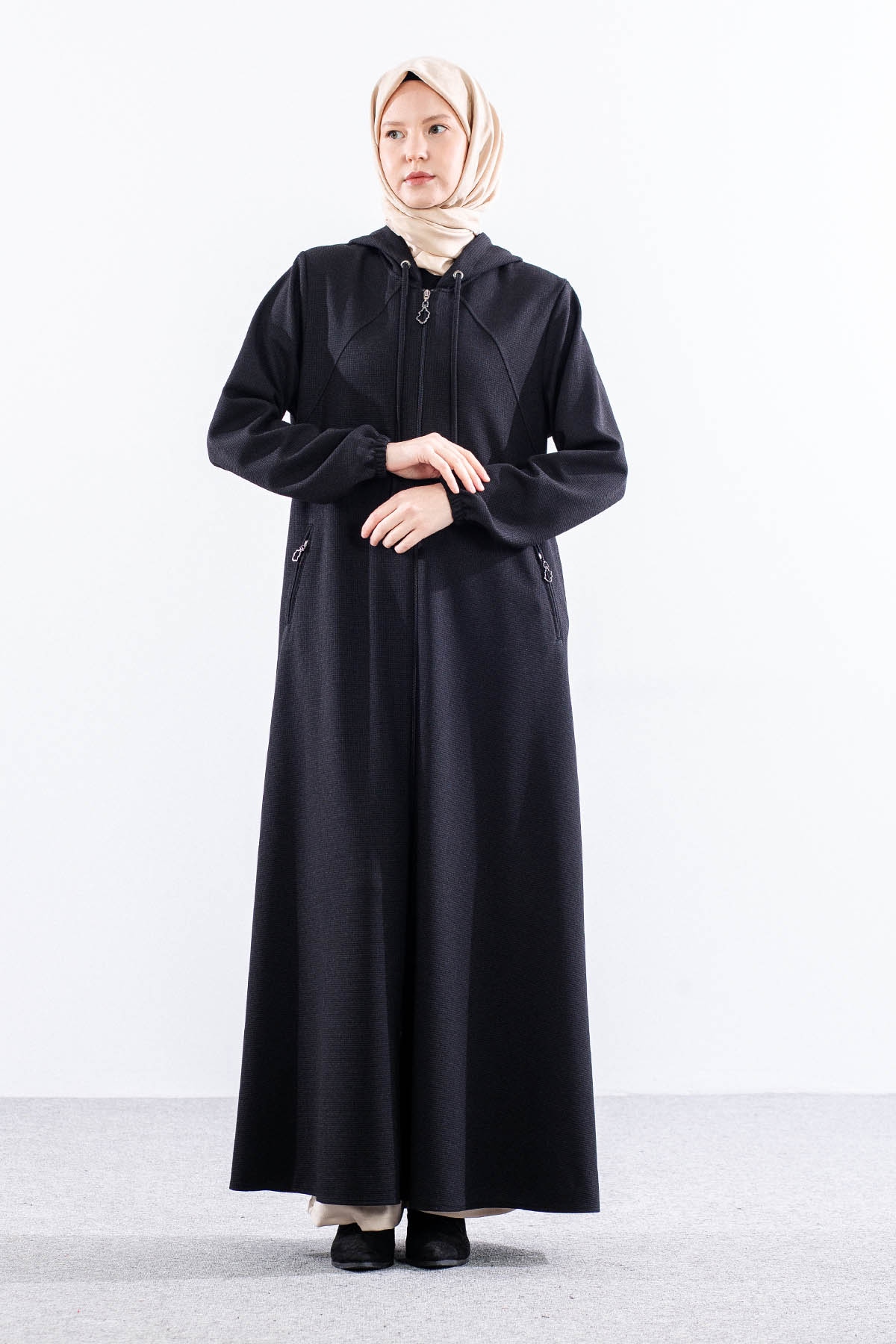 1597 Ferace 44-54 Nur Luna Kis Kumas - Siyah - 1