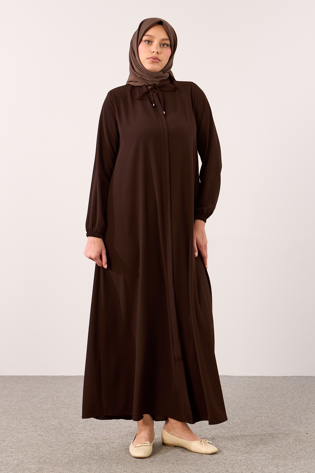 2127 Ferace 38-50 A Kesim Yarim Mevlana - Kahve - 1