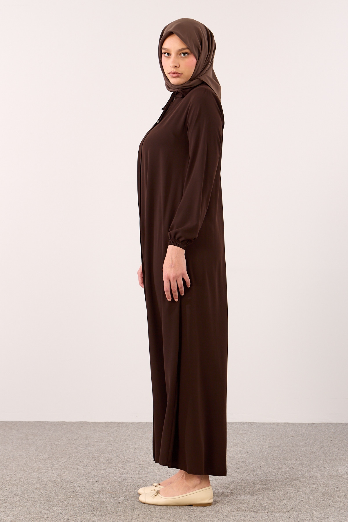 2127 Ferace 38-50 A Kesim Yarim Mevlana - Kahve - 3