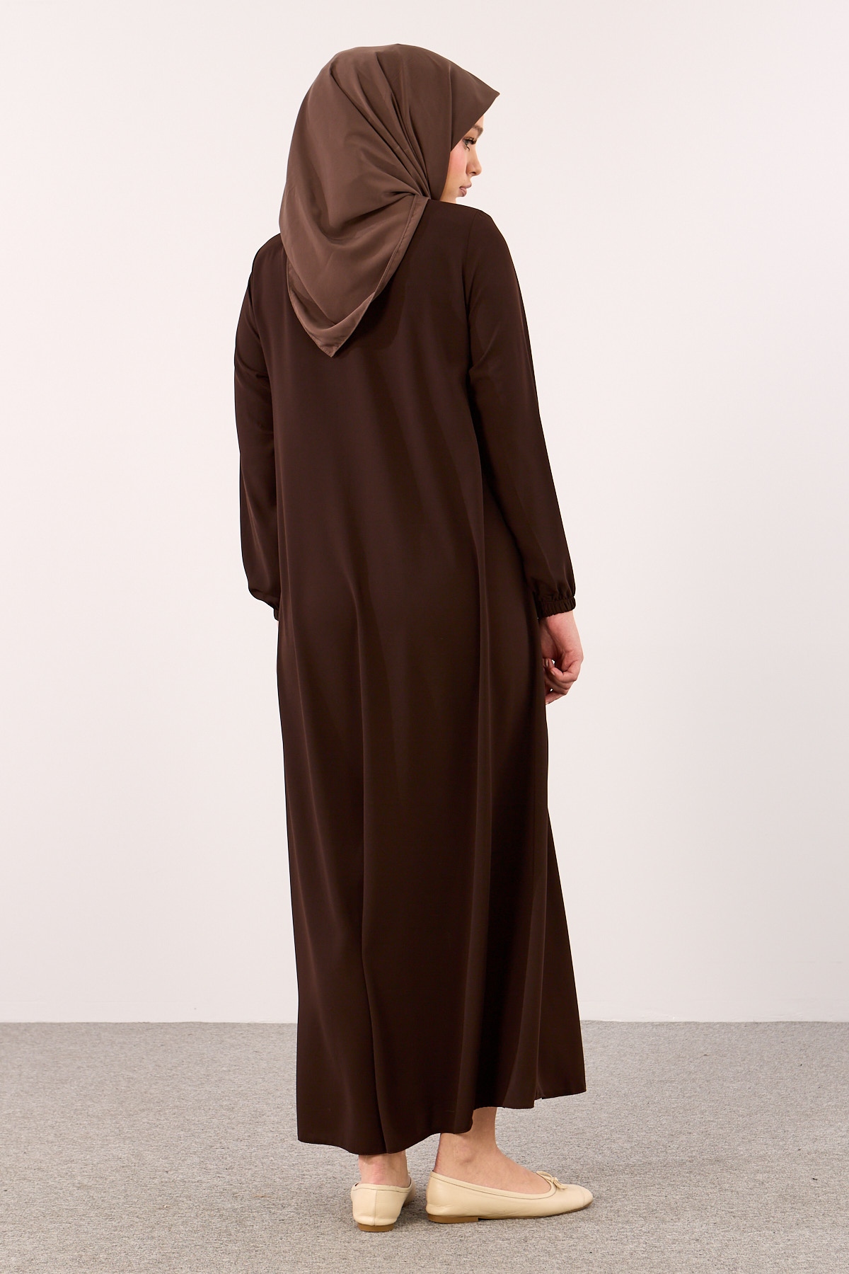 2127 Ferace 38-50 A Kesim Yarim Mevlana - Kahve - 5
