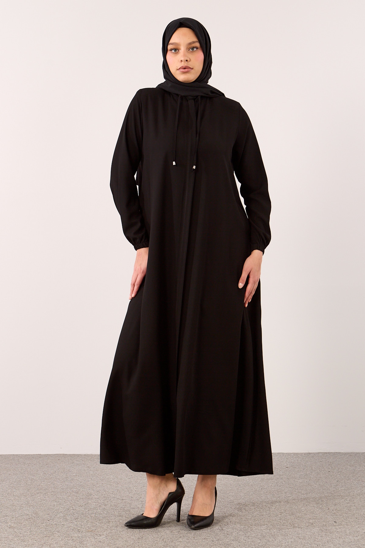 2127 Ferace 38-50 A Kesim Yarim Mevlana - Siyah - 1