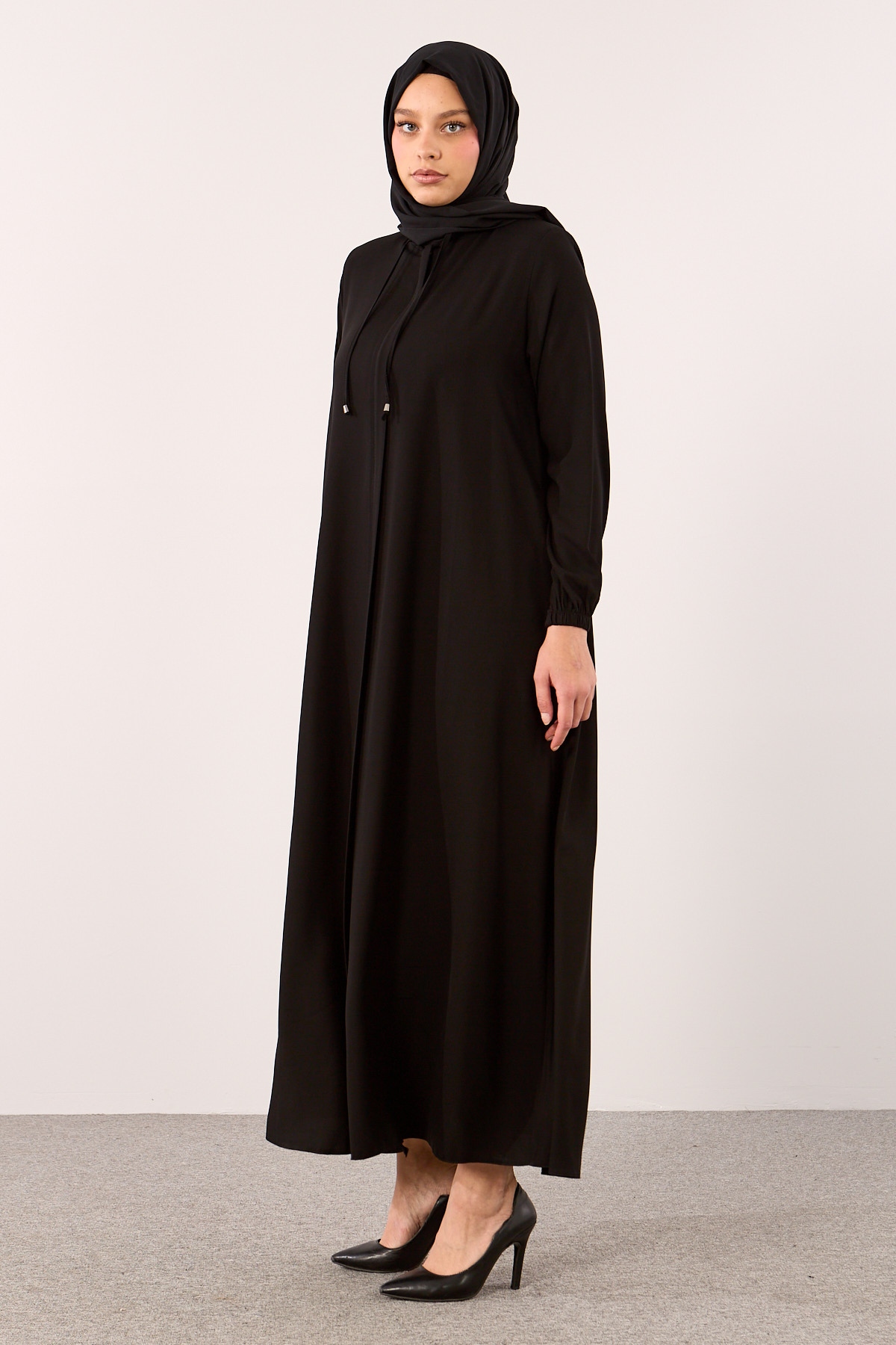 2127 Ferace 38-50 A Kesim Yarim Mevlana - Siyah - 3