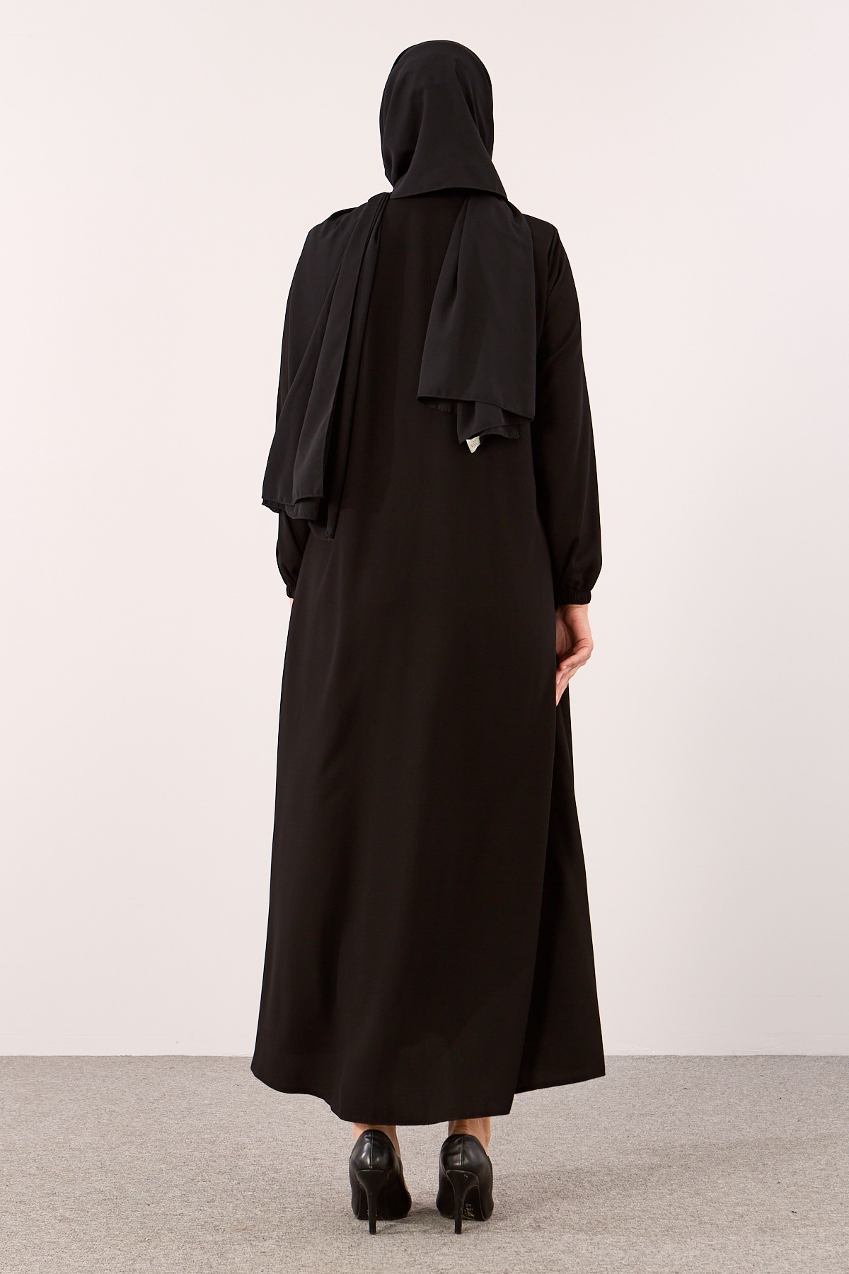 2127 Ferace 38-50 A Kesim Yarim Mevlana - Siyah - 5