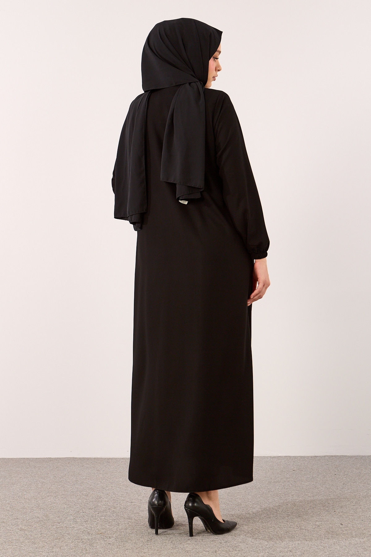 2127 Ferace 38-50 A Kesim Yarim Mevlana - Siyah - 6