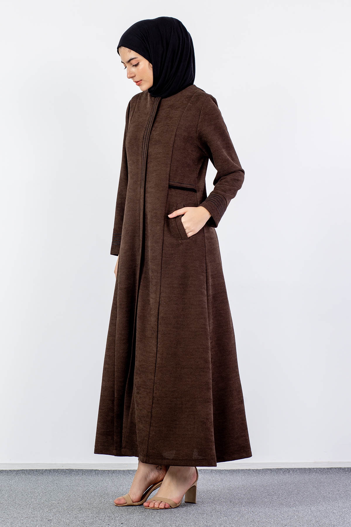 2257 Ferace 42-52 - Kahve-siyah - 2