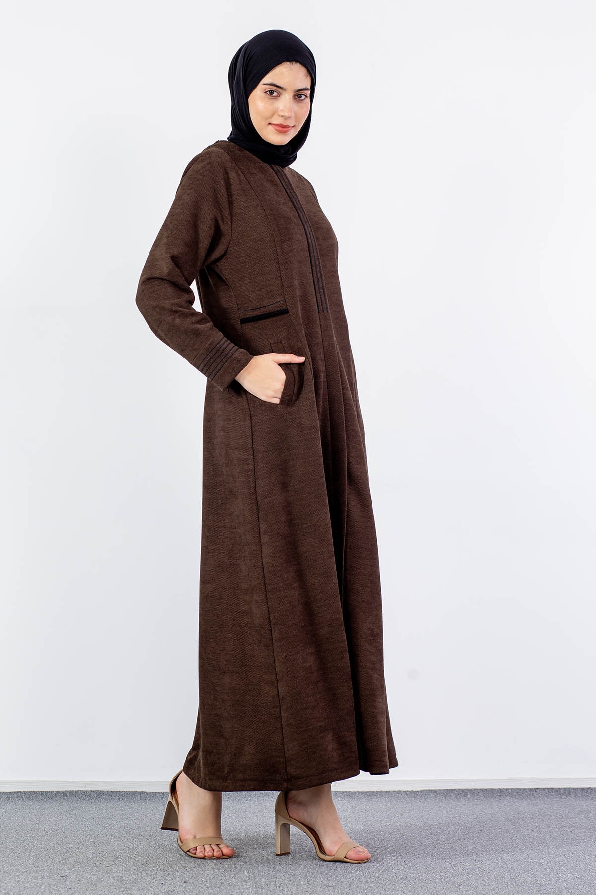 2257 Ferace 42-52 - Kahve-siyah - 4