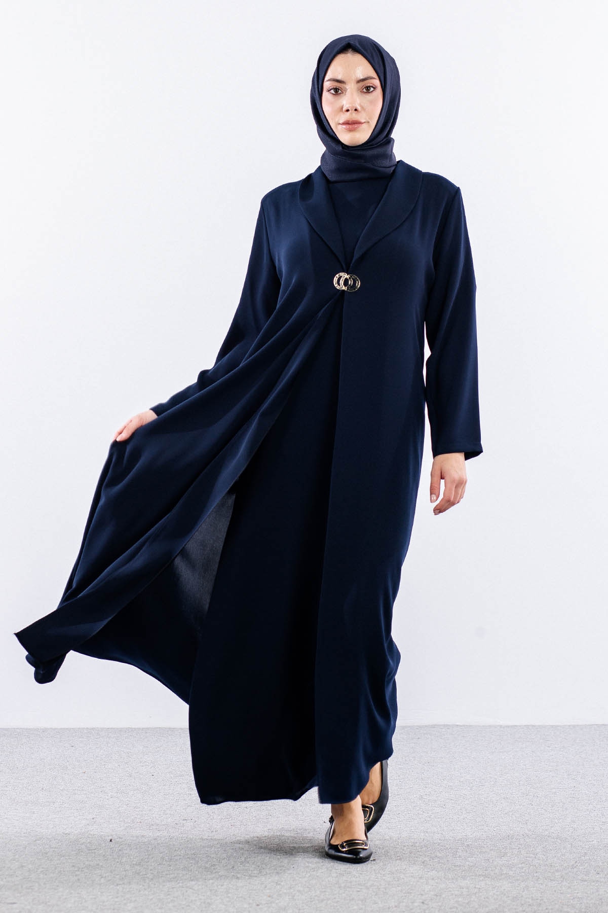2282 2li Kaftan 42-52  Yaz şık - Lacivert - 2