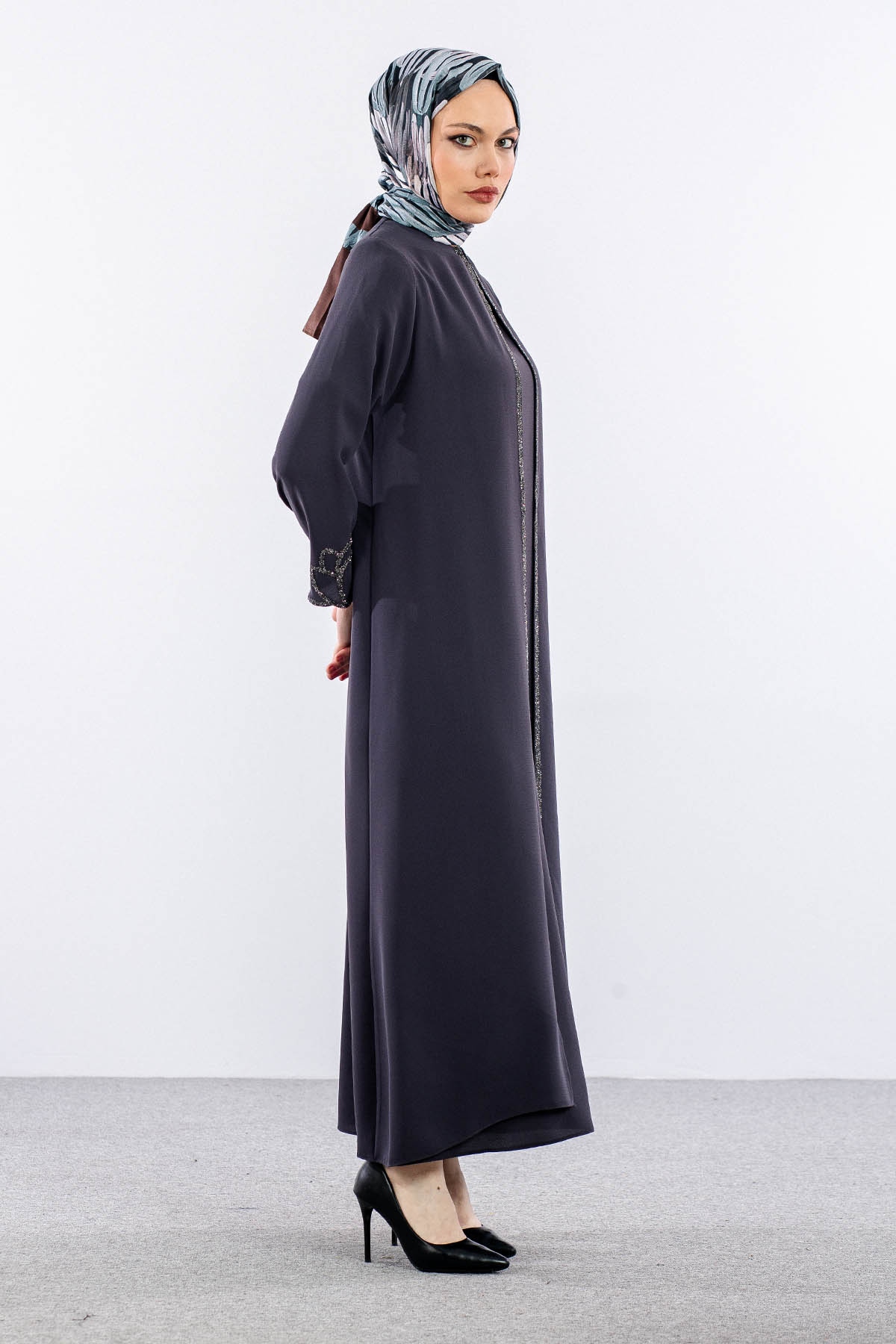 2326 2li̇ Kaftan 42-52 - Gri - 3