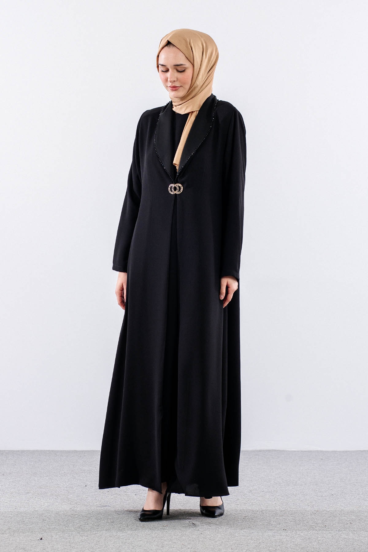2331 2li̇ şik Kaftan 42-52 - Siyah - 2
