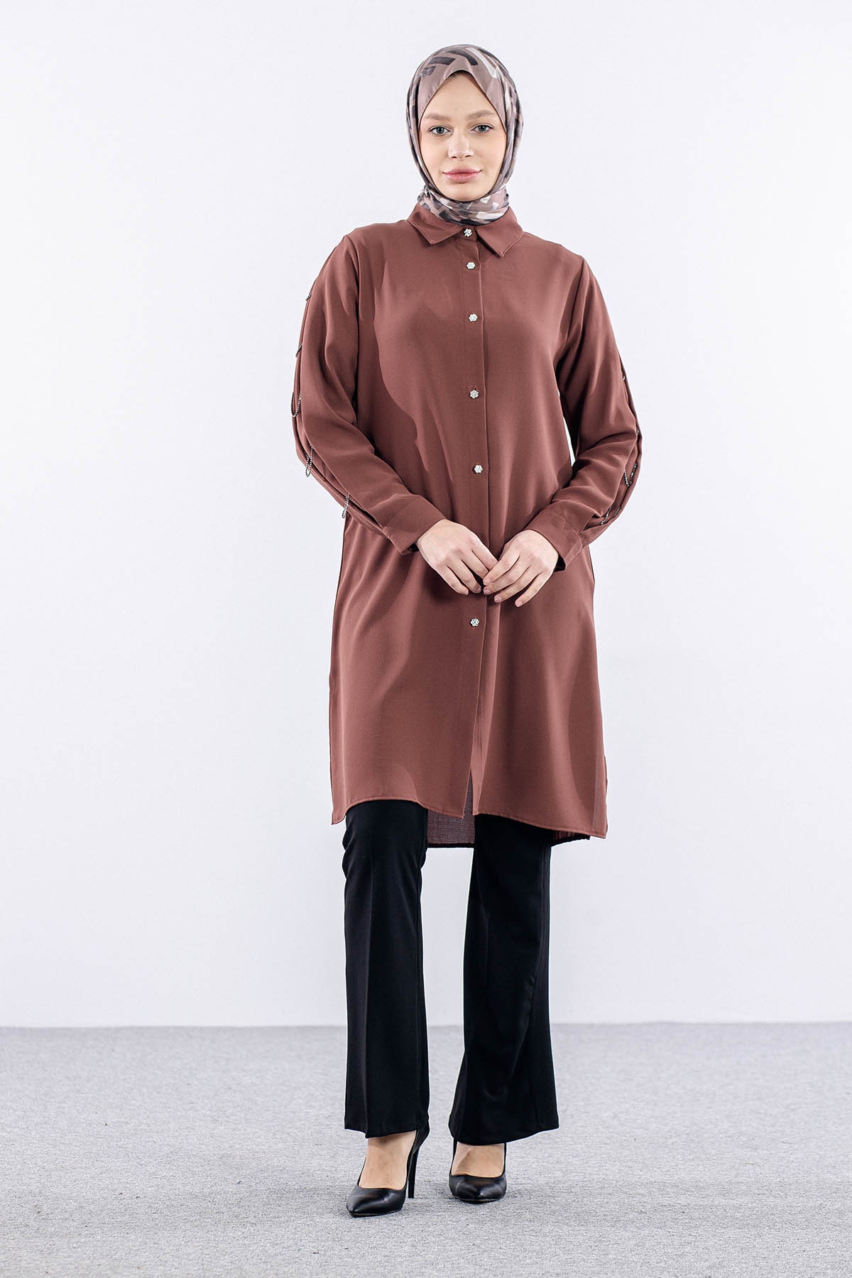 2424 Tunik 42-48 Kol Tas - Kiremit - 1