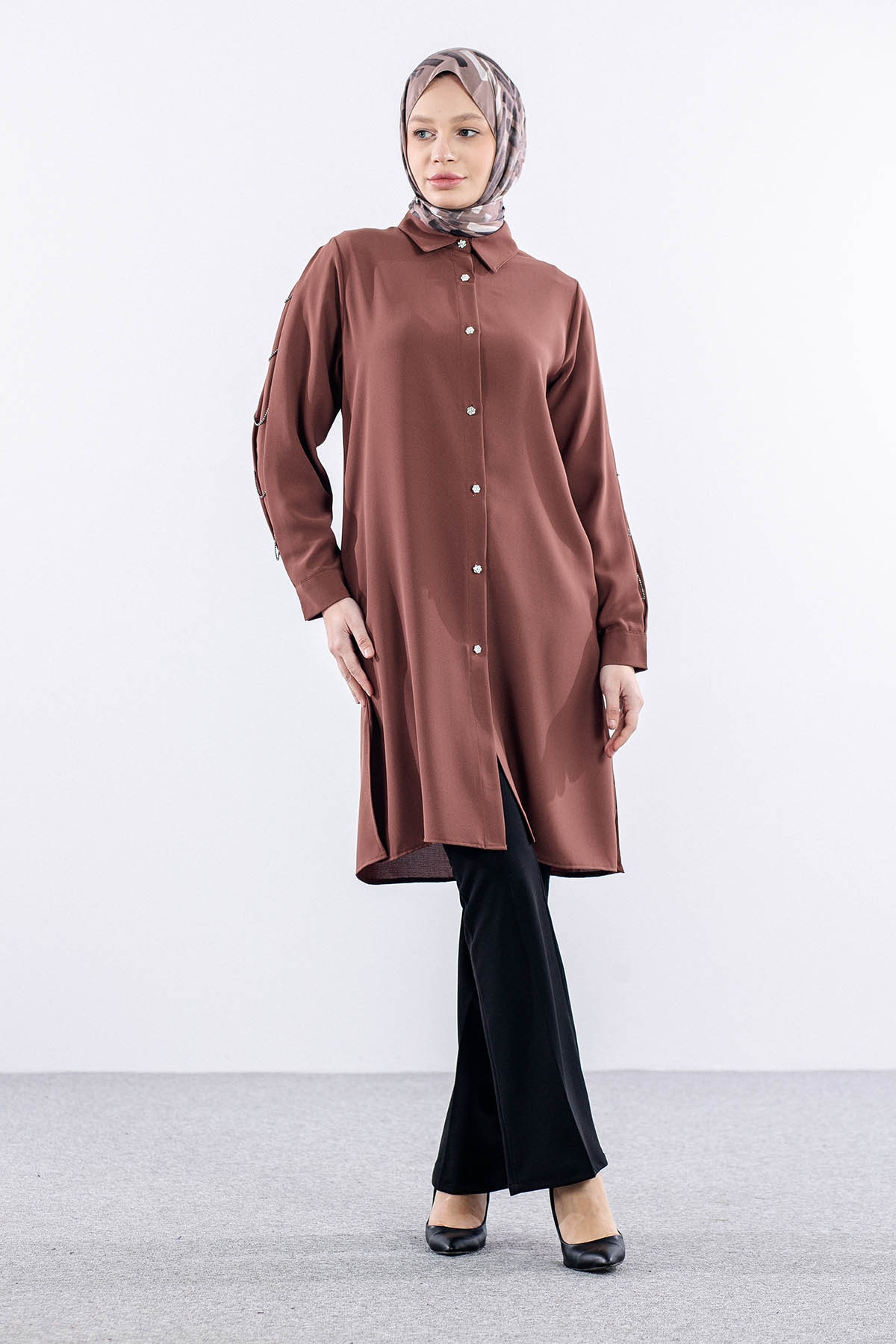 2424 Tunik 42-48 Kol Tas - Kiremit - 2