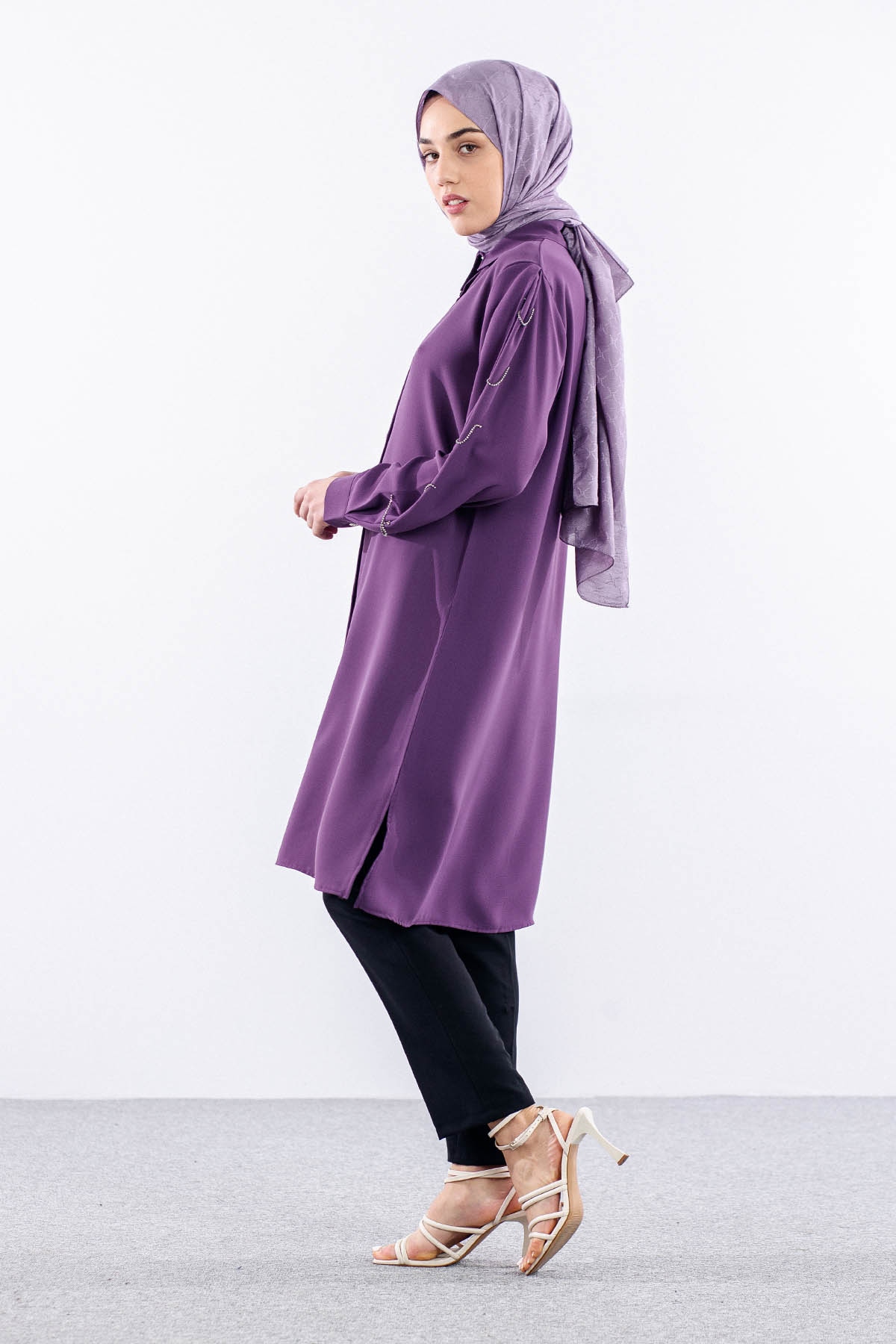 2424 Tunik 42-48 Kol Tas - Lila - 3
