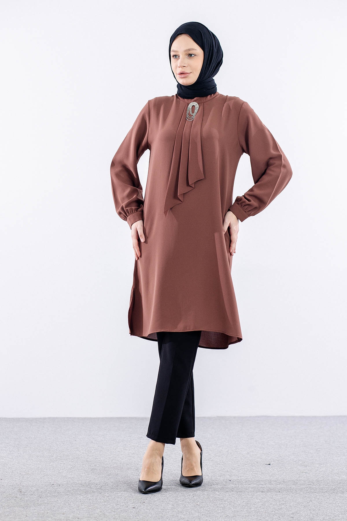 2428 Tunik 42-48 Kravat - Kiremit - 2
