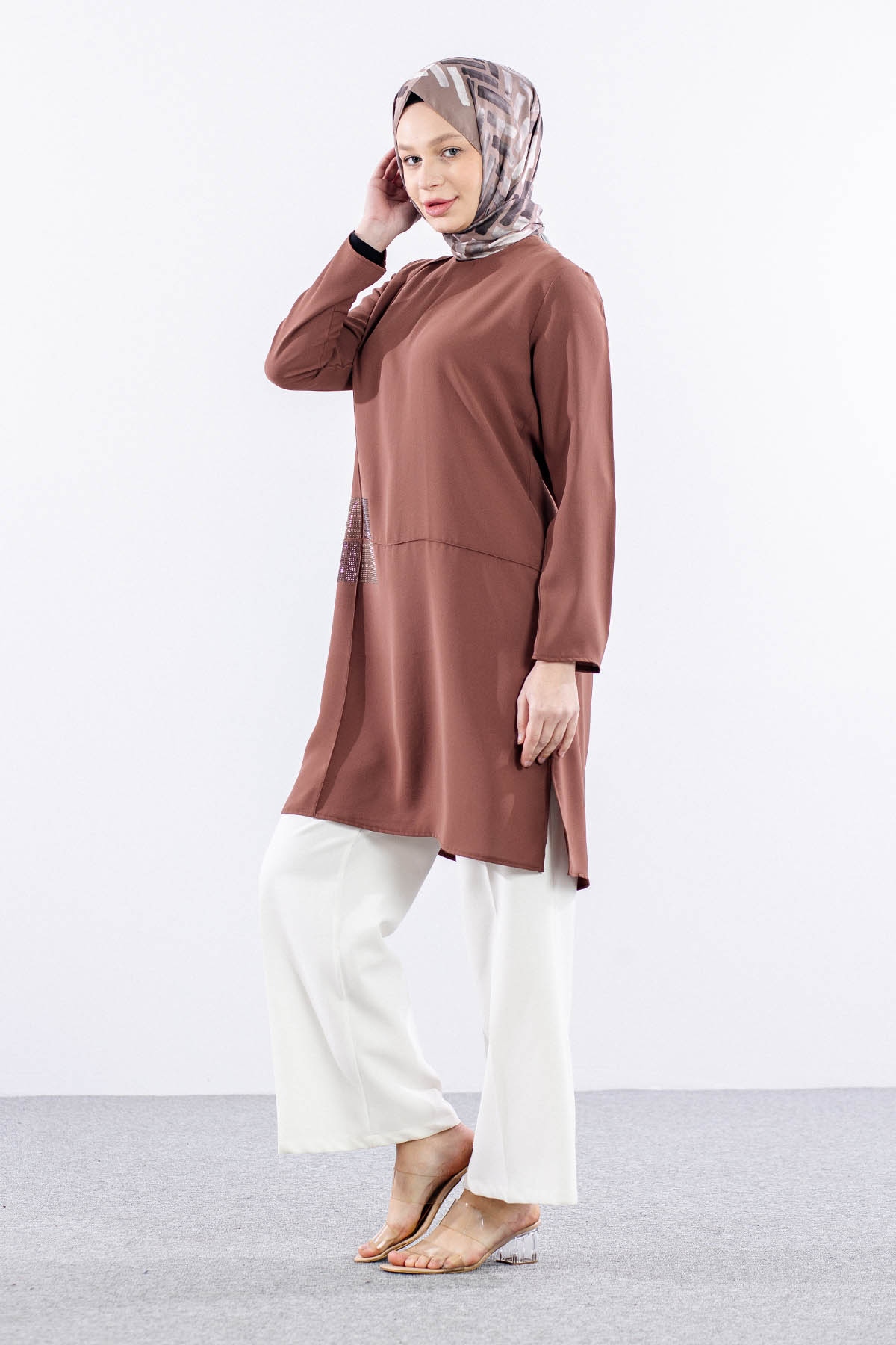 2429 Tunik 42-48 Kare - Kiremit - 3