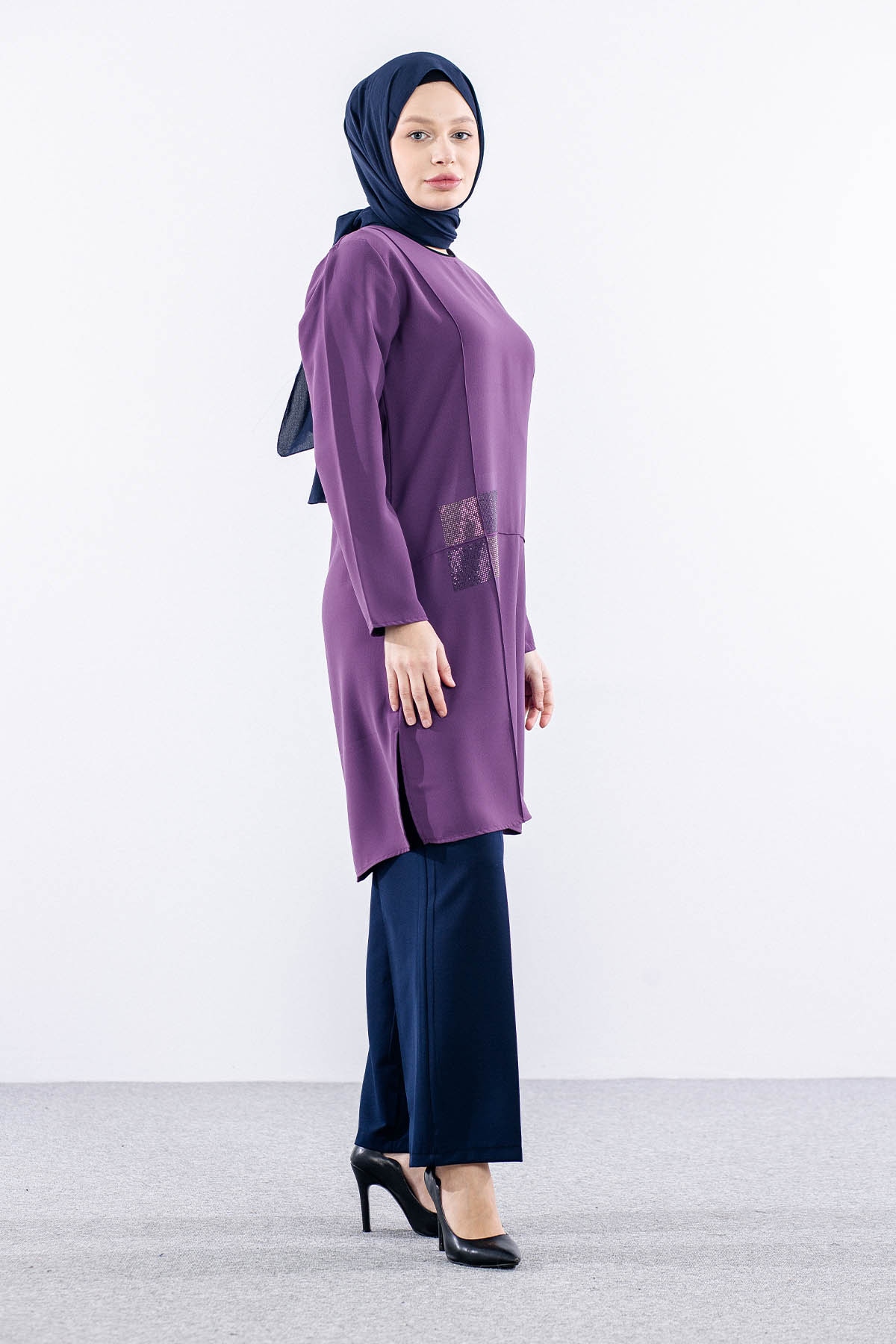 2429 Tunik 42-48 Kare - Lila - 4