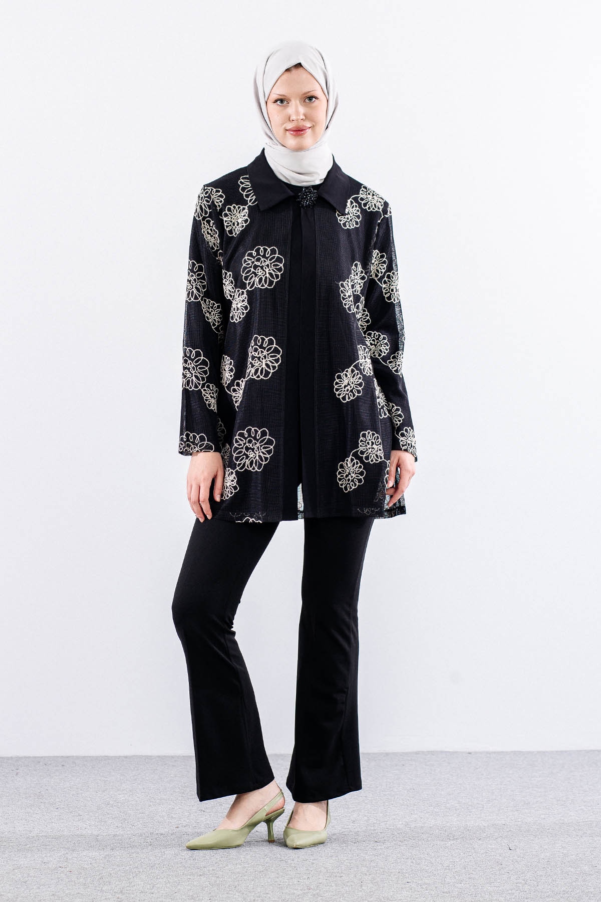 2678 2li Bayan Bluz Takim L-xl-2xl-3xl - Siyah - 1