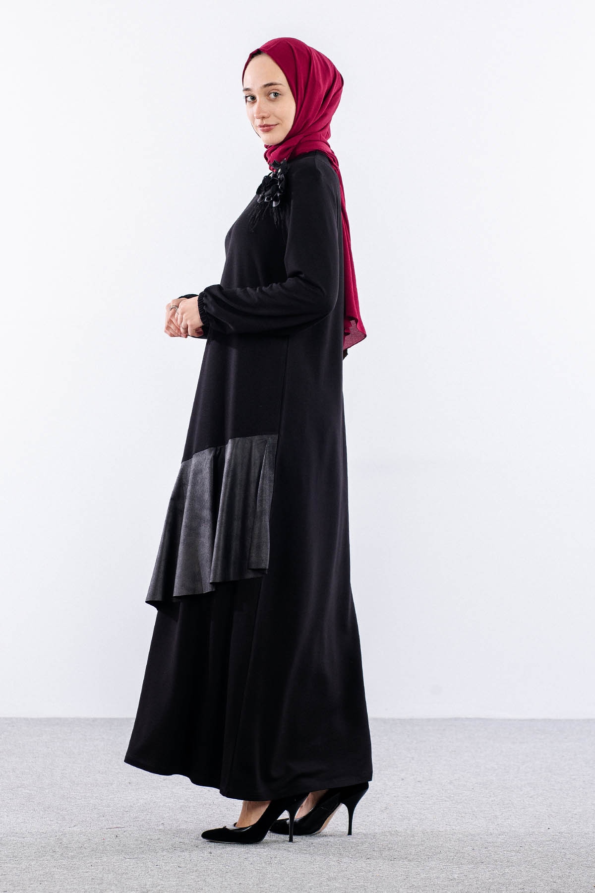 2705 Elbise 44-50 - Siyah - 3