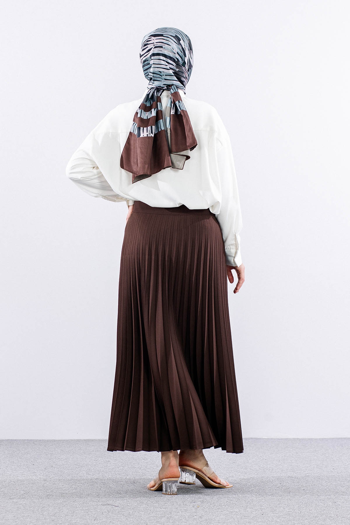3322 Plise Etek 40-48 - Kahve - 5