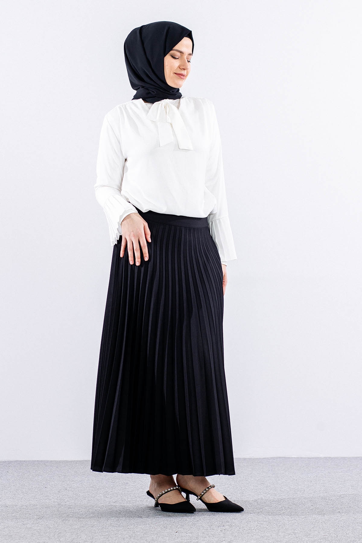 3322 Plise Etek 40-48 - Siyah - 2