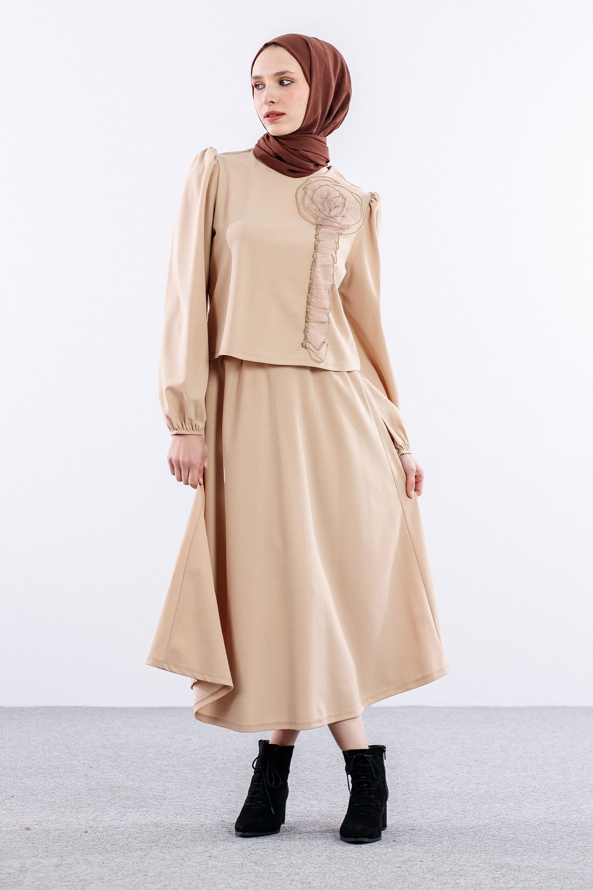 33436 E.takim S-m-l Gul - Bej - 1