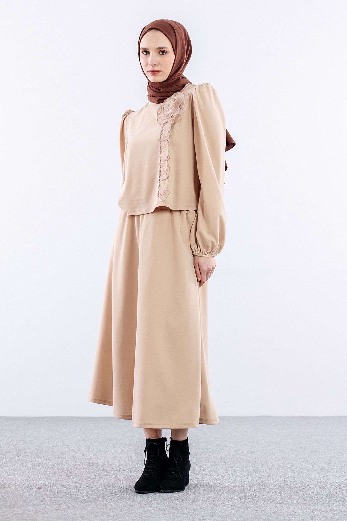 33436 E.takim S-m-l Gul - Bej - 3