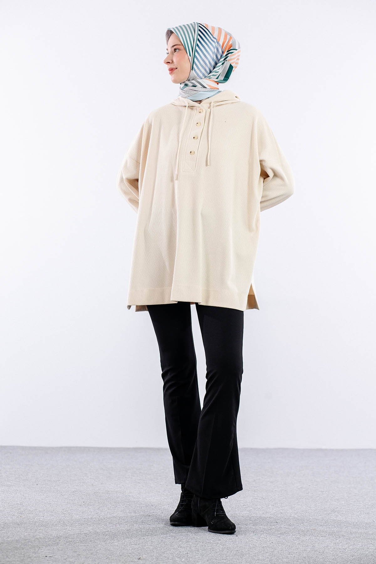 33845 Sw Tunik Tek - Bej - 2