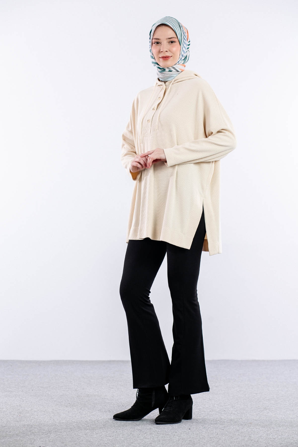 33845 Sw Tunik Tek - Bej - 3