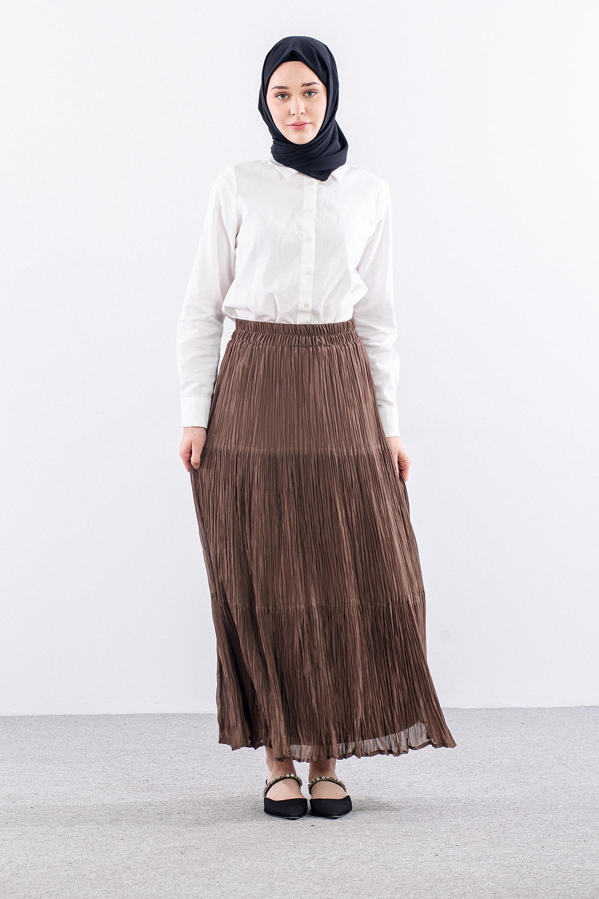3406 Etek 1-2-3 Katli Sifon Kumas - Acik_kahve - 2