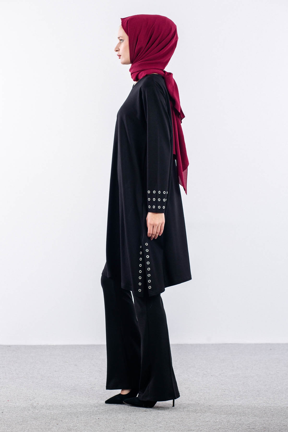 3508 Tunik 46-54 Kusgozu - Siyah - 3