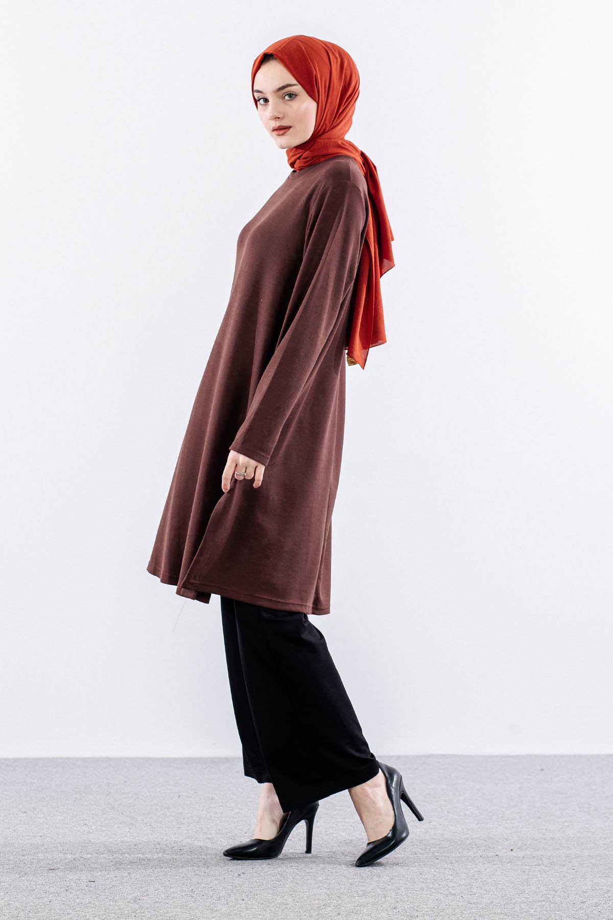 3531 Tunik 46-54 Desenli - Kahve - 2