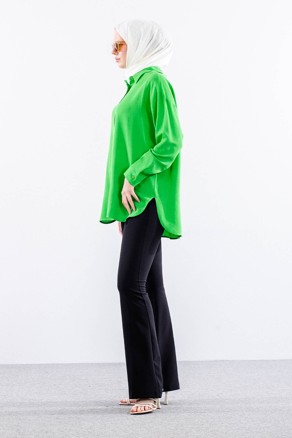 35842 Oversize Basic Gömlek Tek - Benetton - 2
