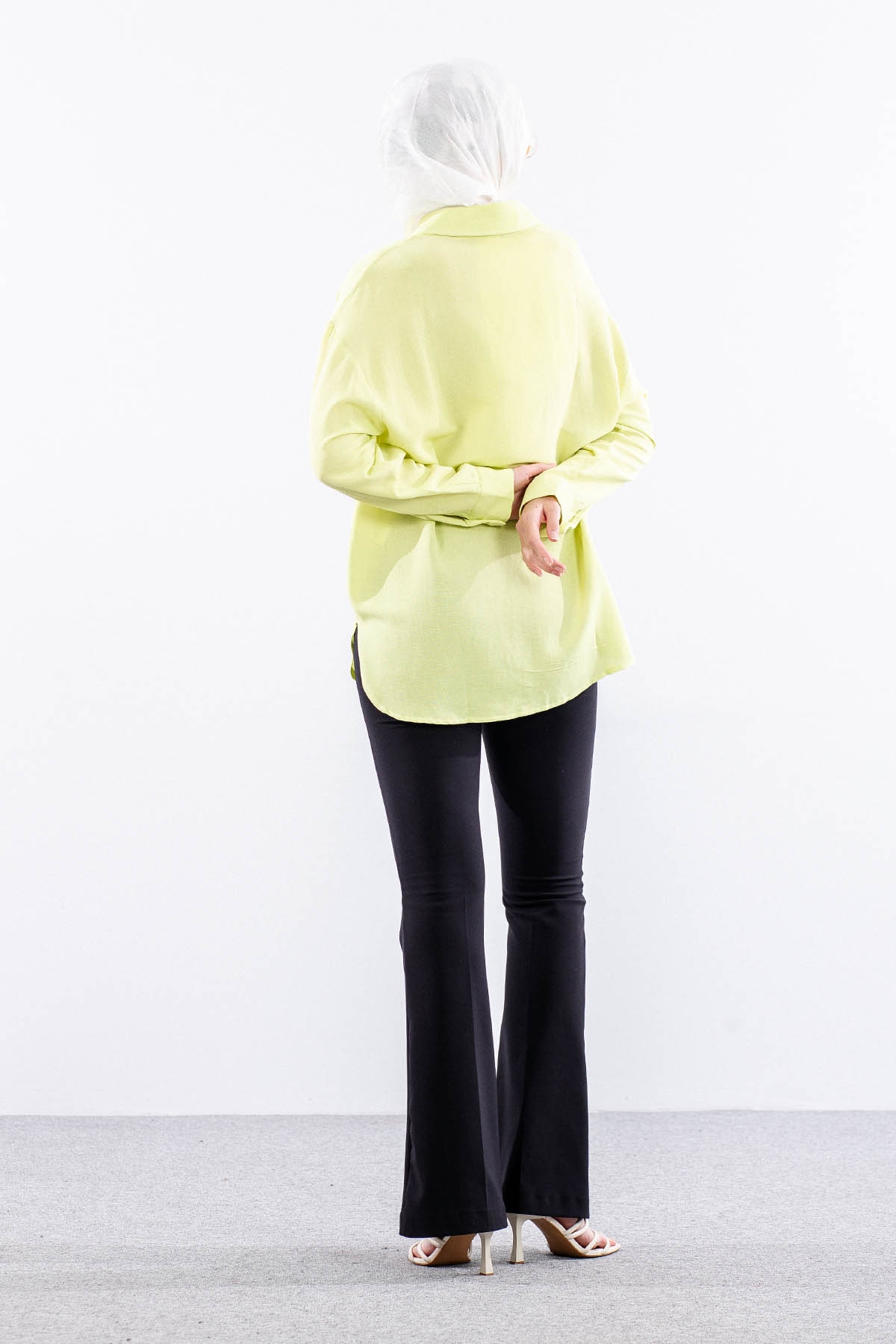 35842 Oversize Basic Gömlek Tek - Kereviz - 4
