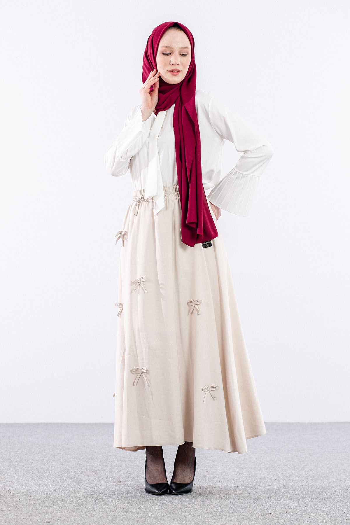 3633 Etek 38-48 Tencel Kumaş - Tas - 2