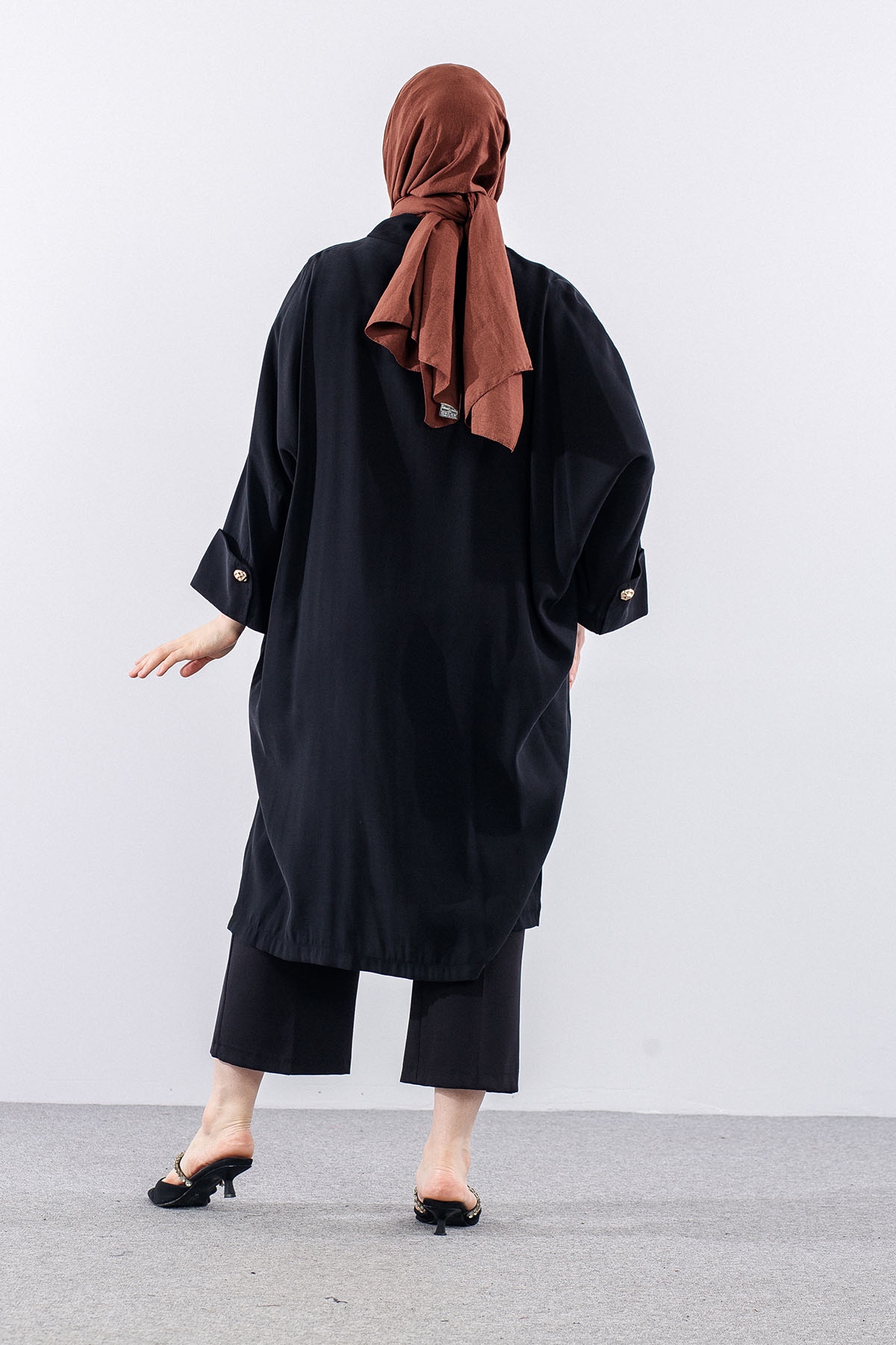 36389 Yarasa Kol Tunik Tek - Siyah - 4