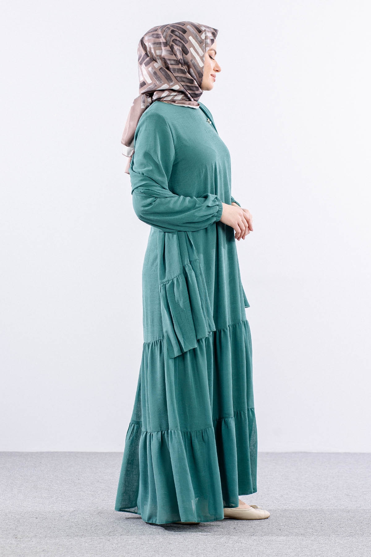 5601 Elbise 1-6 şal - Yesil - 5