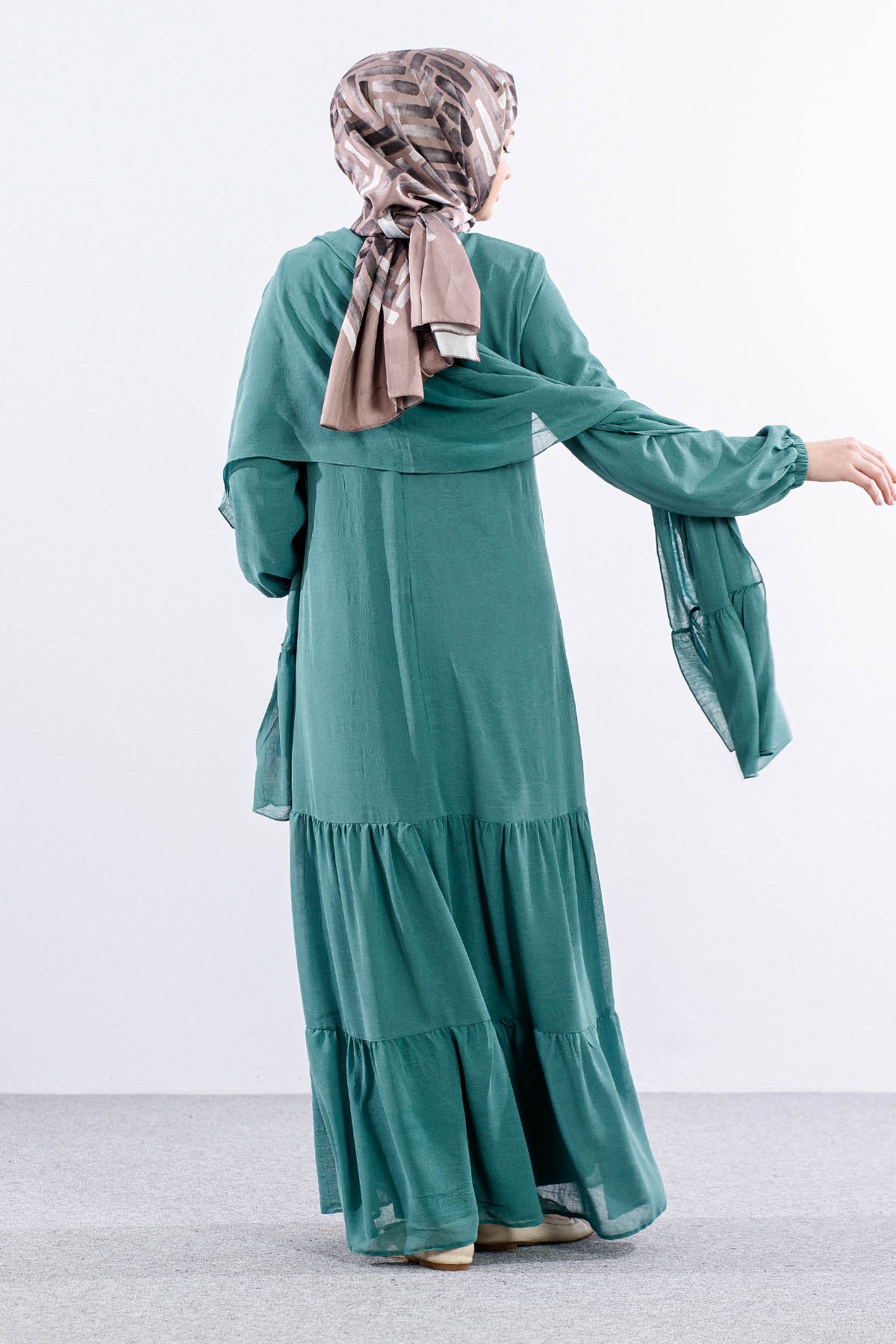 5601 Elbise 1-6 şal - Yesil - 6