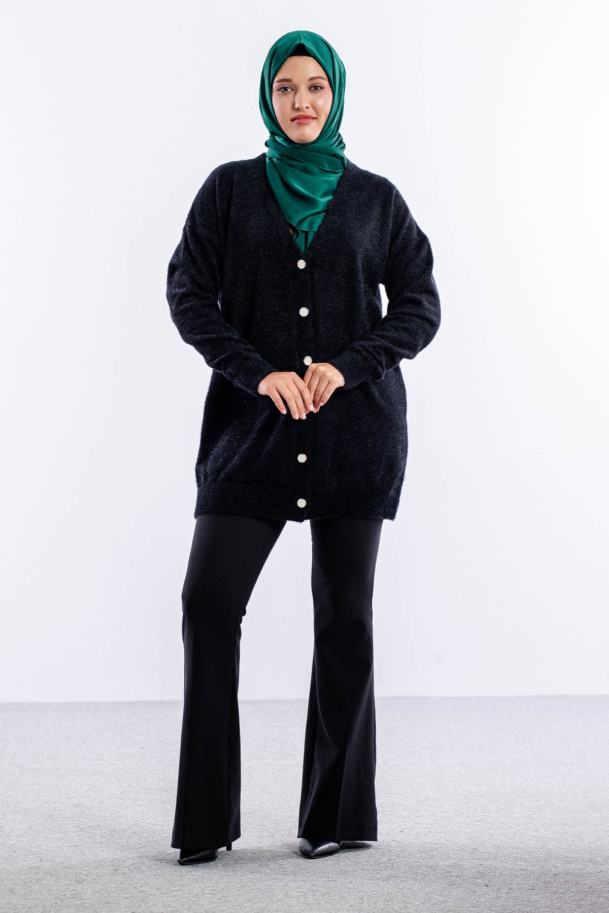 6925 Peluş Ceket Tek - Siyah - 1