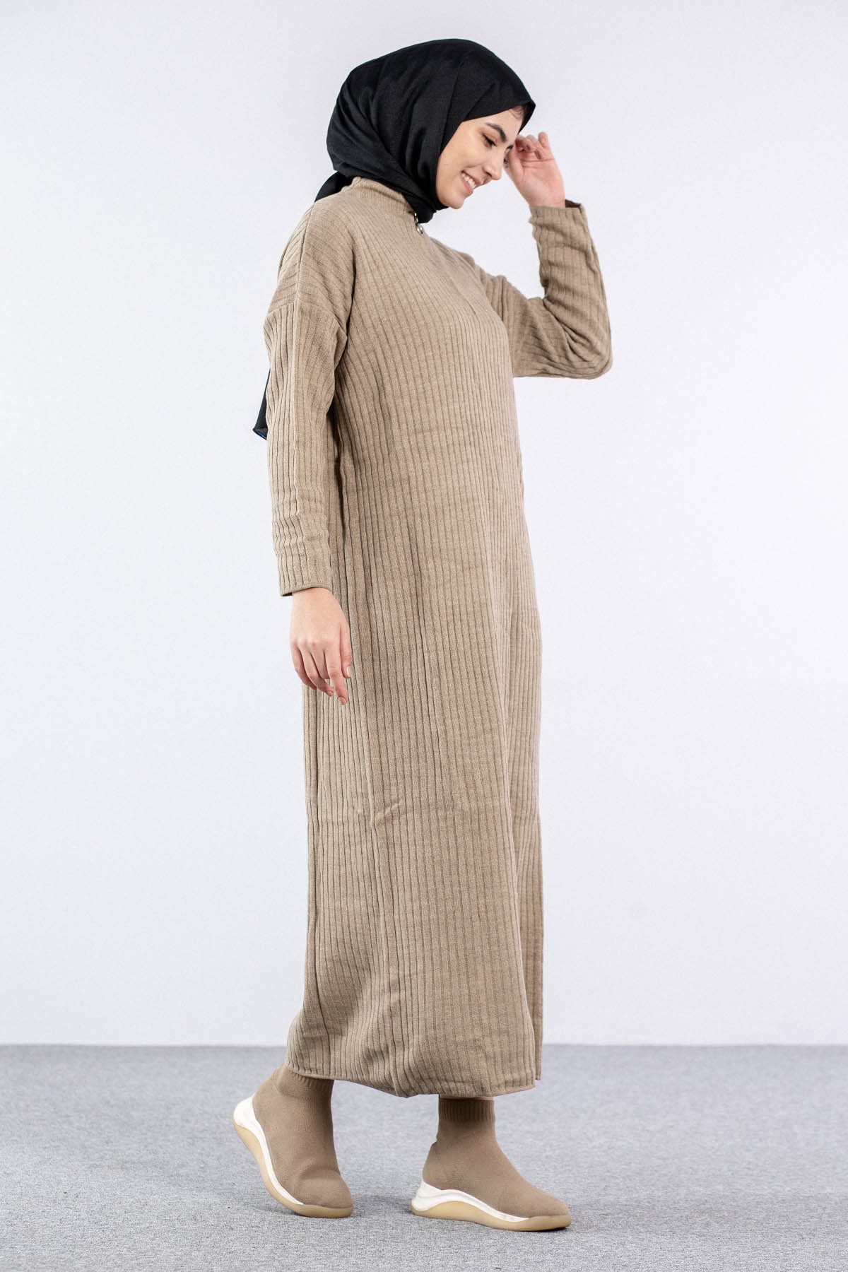 7051 Elbise Tek Ferm - Bej - 2