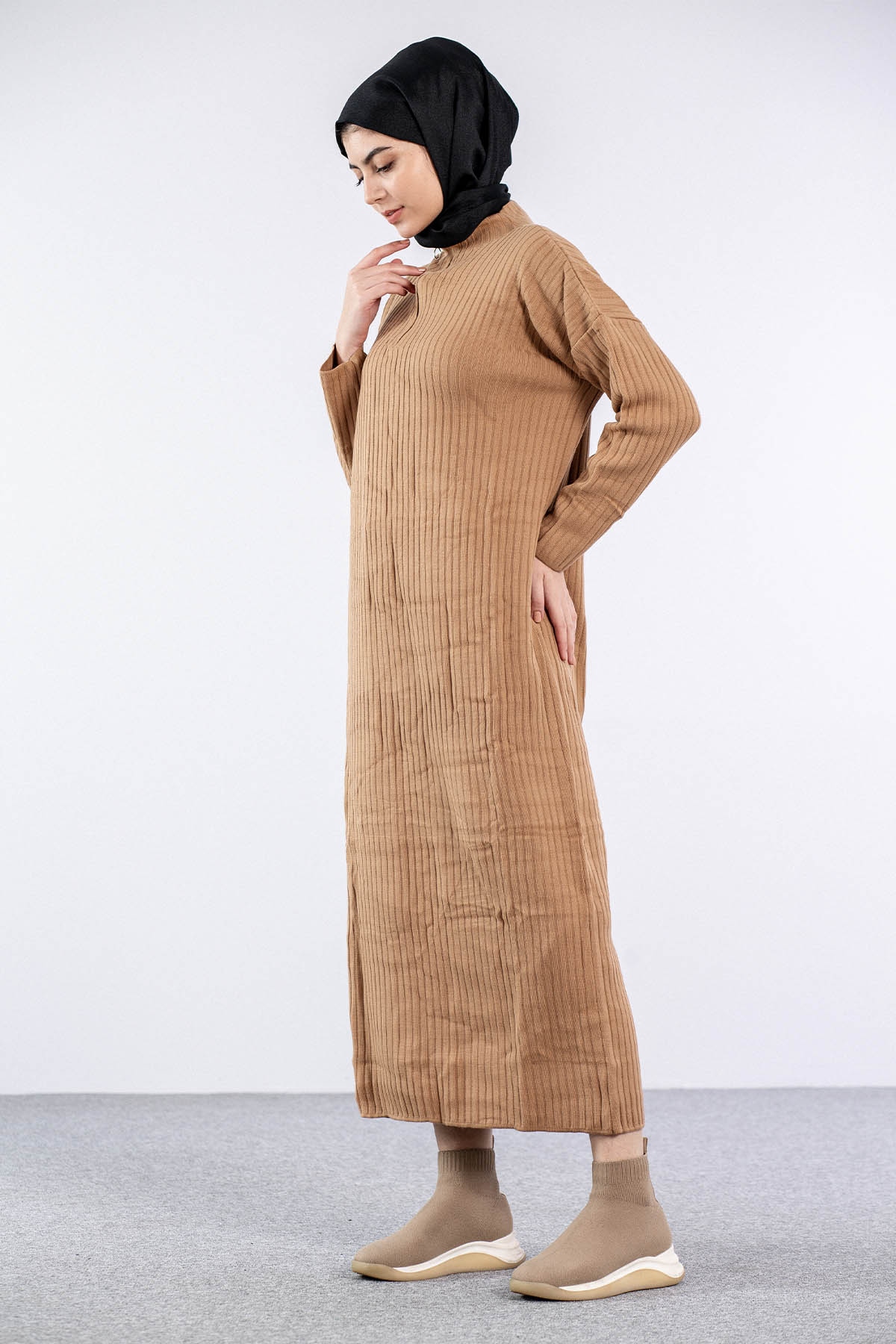 7051 Elbise Tek Ferm - Camel - 3