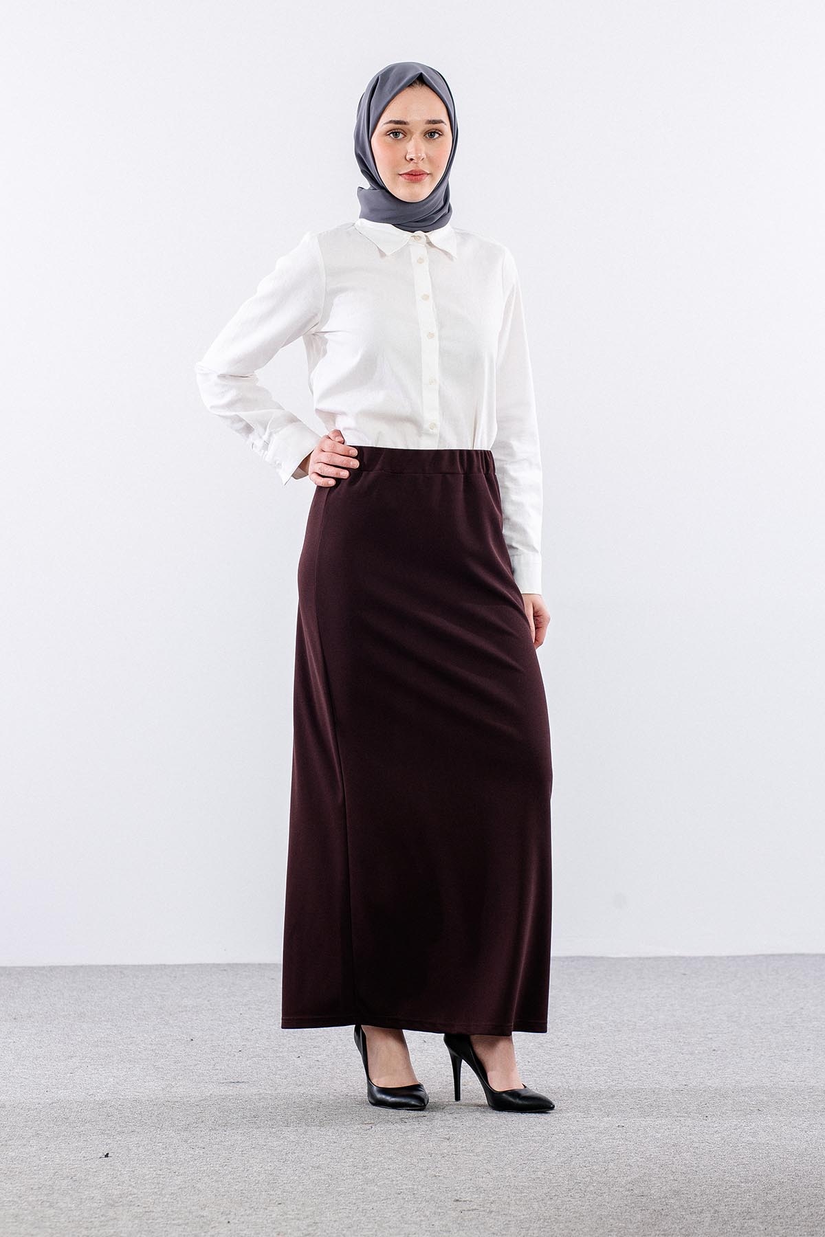 792 Kalem Etek 38-48 Krep Kumas - Kahve - 2