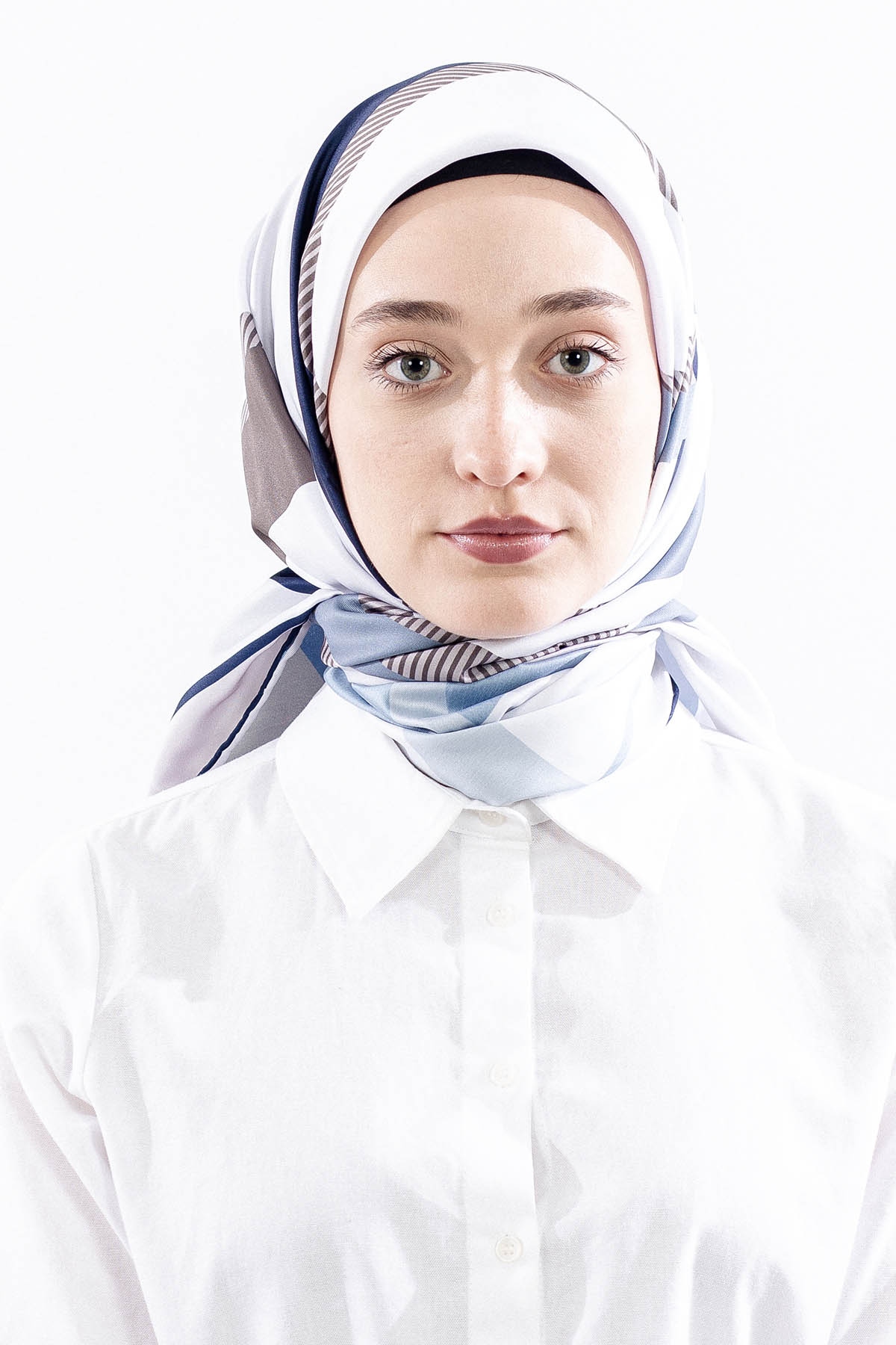 Dg14816 Eşarp Polyester Kumas Cizgi - Tas_lacivert - 1