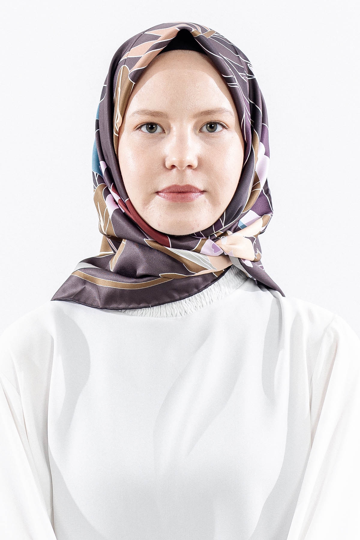 Dg14817 Polyester Eşarp Yaprak - Haki - 1