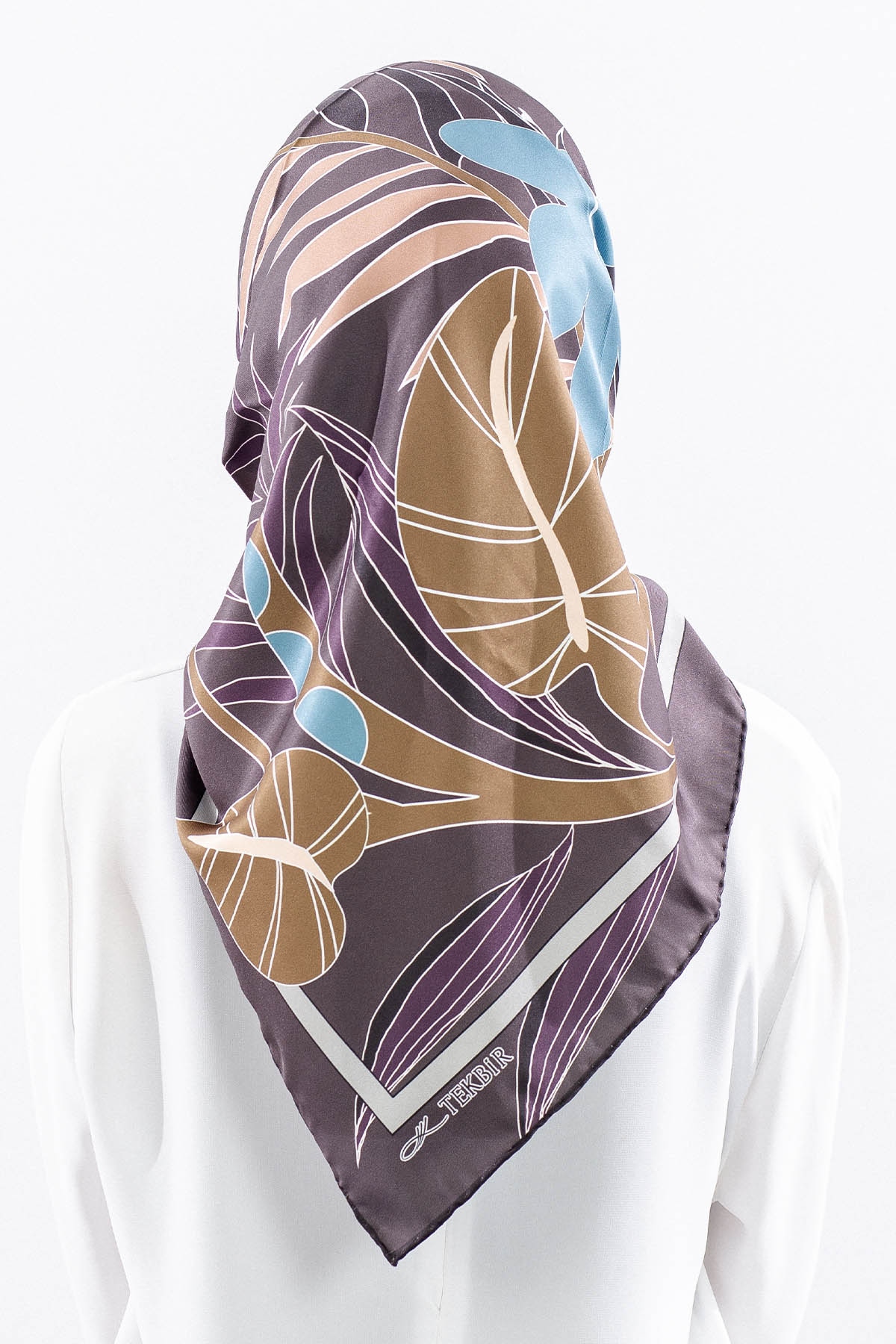 Dg14817 Polyester Eşarp Yaprak - Haki - 4