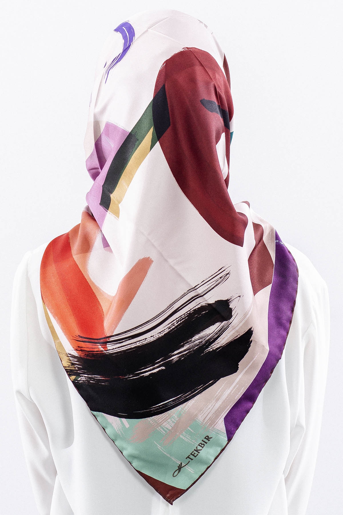Dg14819 Polyester Eşarp Cizgi - Mor - 4